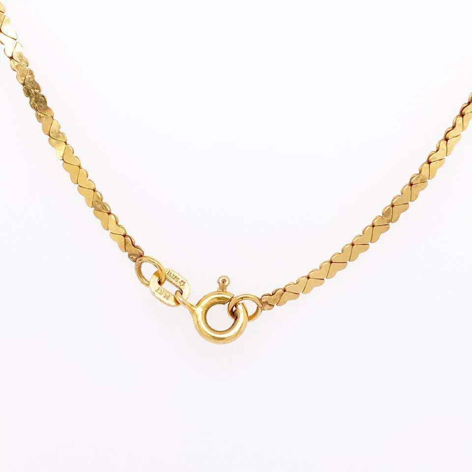 Gold Heart Chain in 14 Karat Yellow Gold, Flat Link