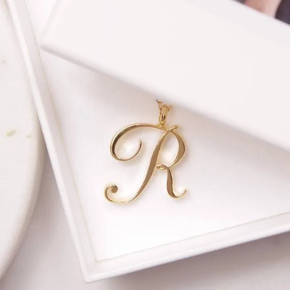 Gold Initial Necklace, Cursive Alphabet Necklace, Personalized Jewelry, A to Z Letter Necklace, Dainty Monogram Necklace, Gift for Her