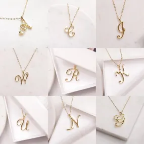 Gold Initial Necklace, Cursive Alphabet Necklace, Personalized Jewelry, A to Z Letter Necklace, Dainty Monogram Necklace, Gift for Her