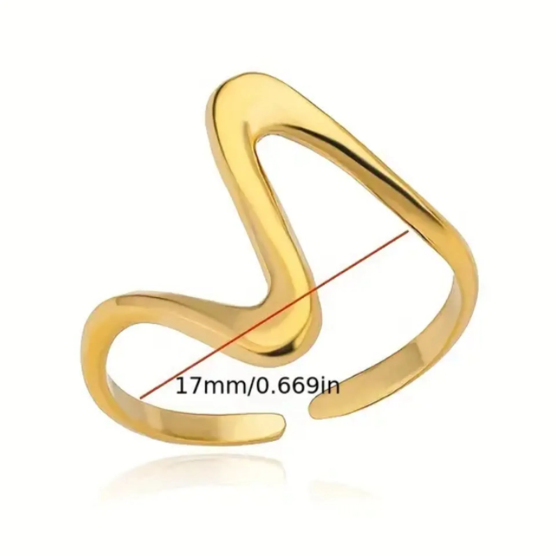 Gold Minimalist Wavy Cuff Ring