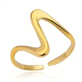 Gold Minimalist Wavy Cuff Ring