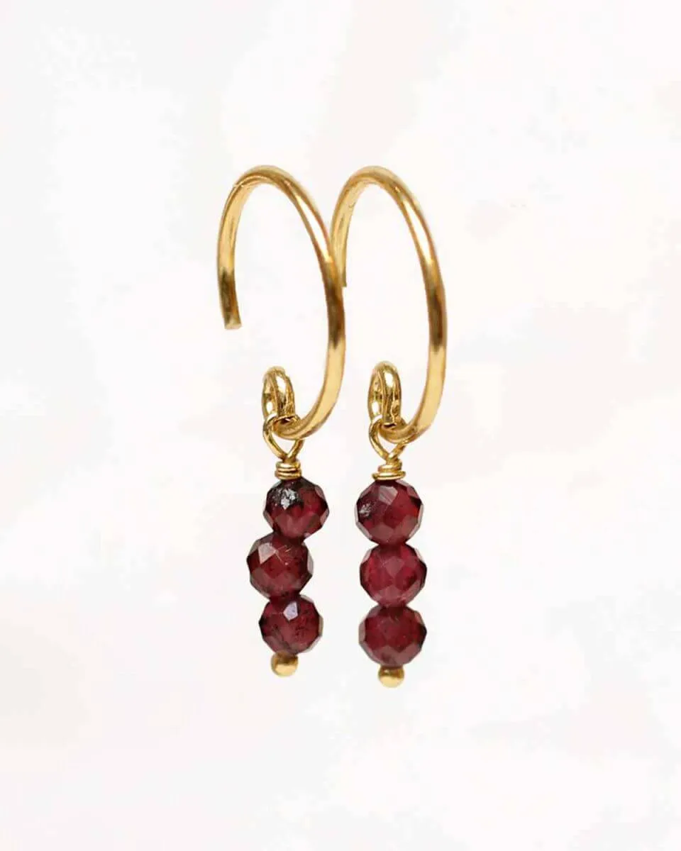 Gold Plated Earrings Three Stick Beads 3mm