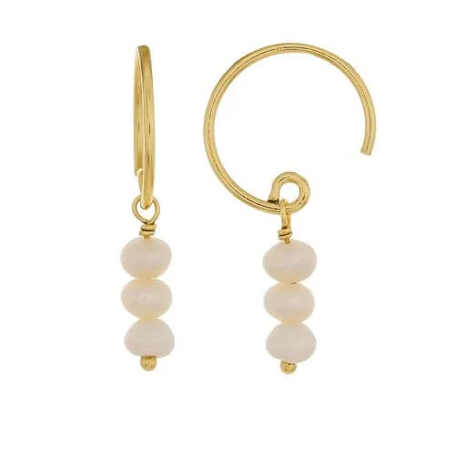 Gold Plated Earrings Three Stick Beads 3mm