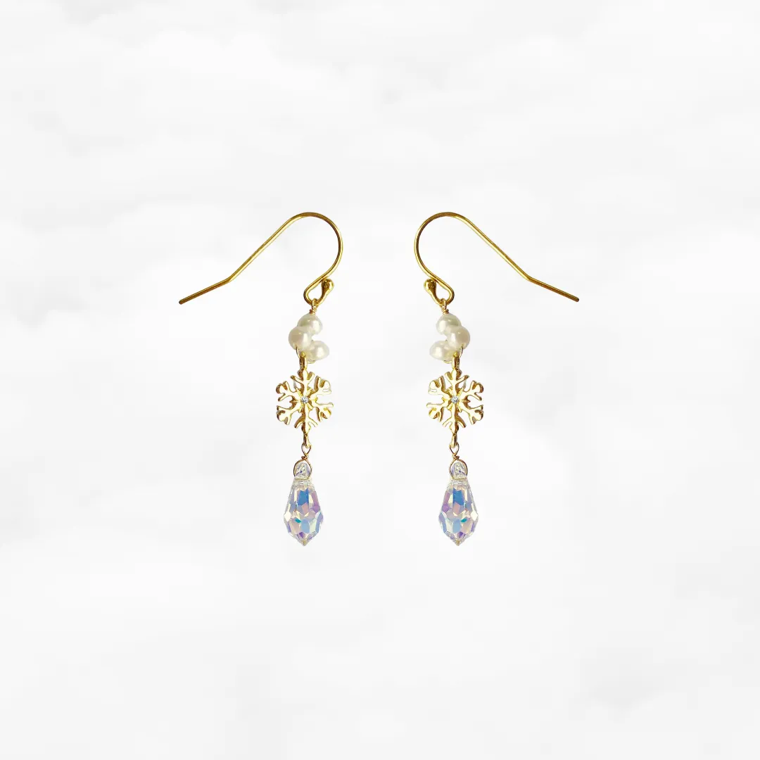 Gold Snowflake Drop Earrings