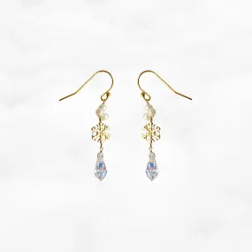 Gold Snowflake Drop Earrings