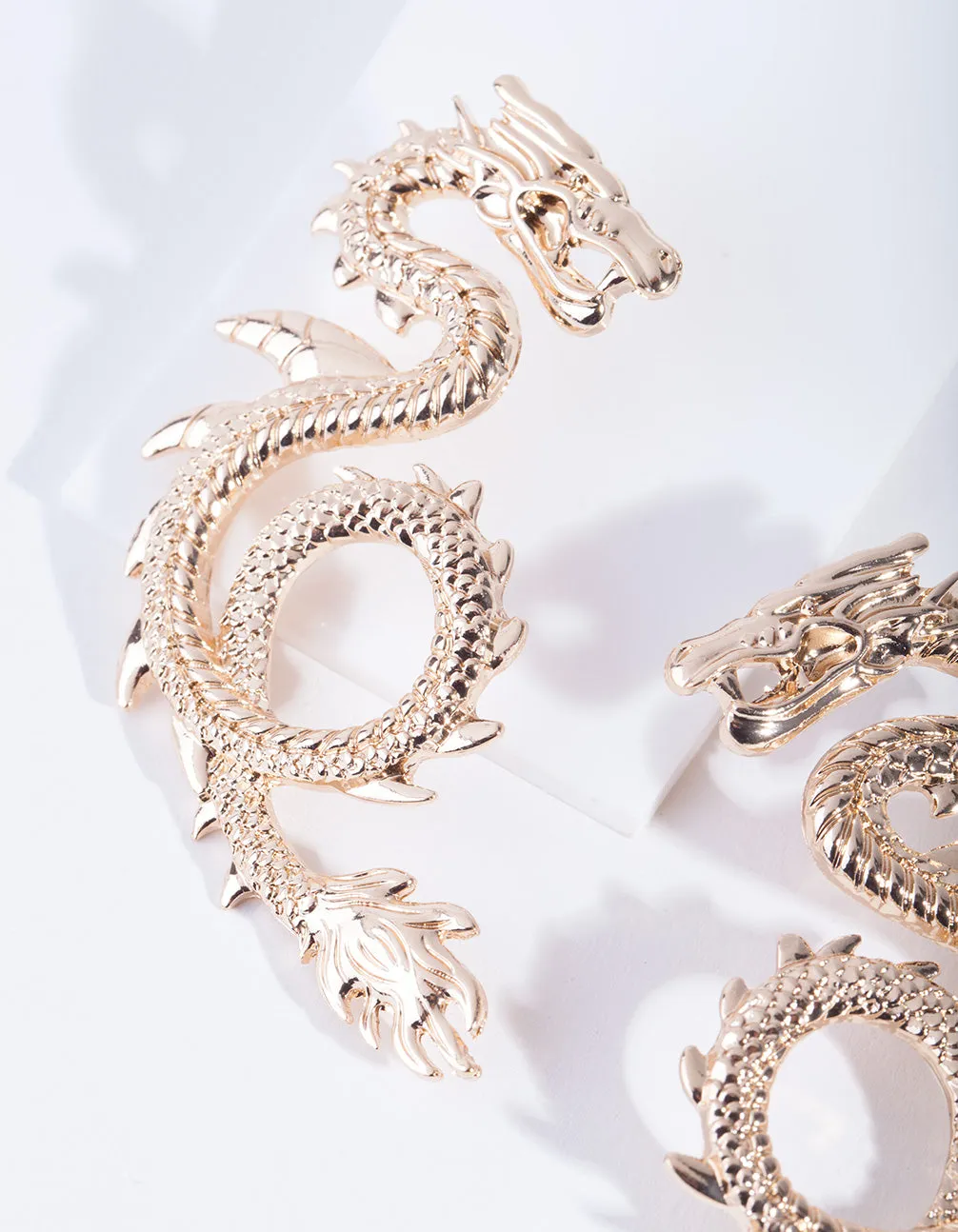 Gold Spiked Dragon Earrings