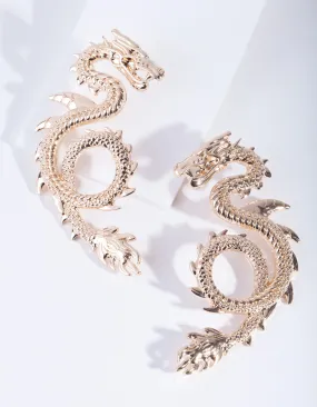 Gold Spiked Dragon Earrings