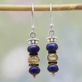 Golden Mystique Lapis Lazuli Dangle Earrings