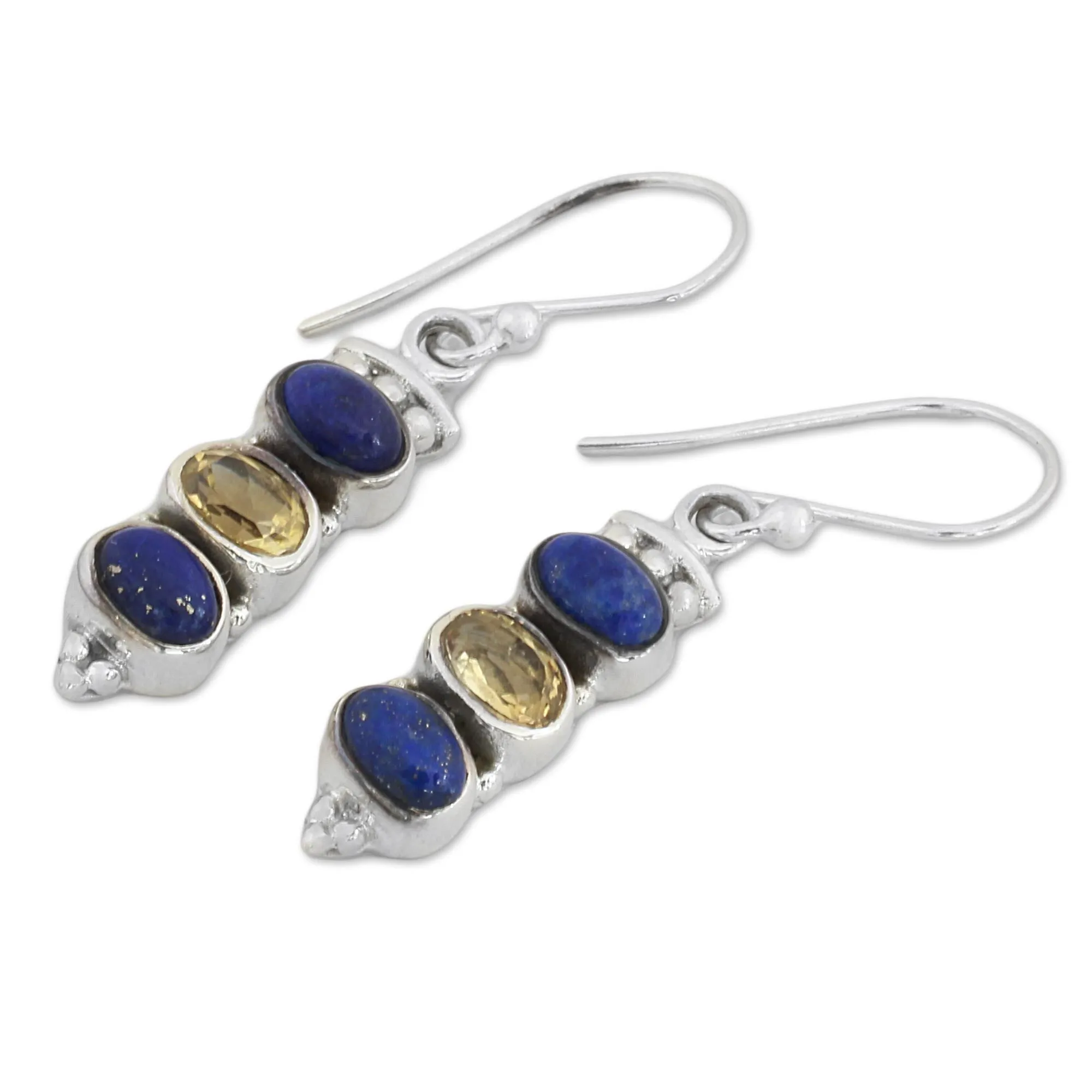 Golden Mystique Lapis Lazuli Dangle Earrings