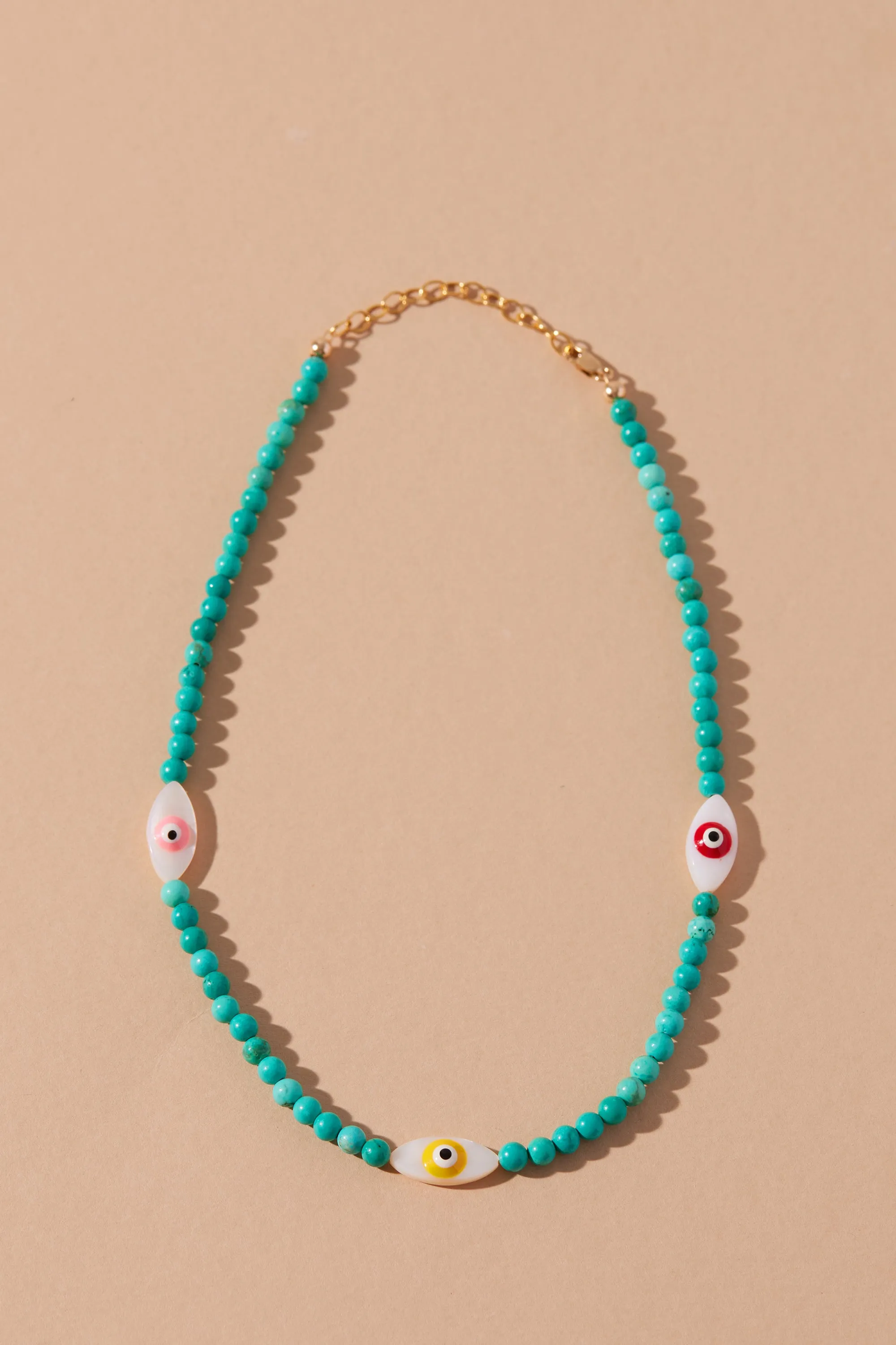 GOOD VIBES EVIL EYE BEADED NECKLACE