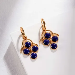 Grape Lapis Lazuli Earrings -Gold Plating