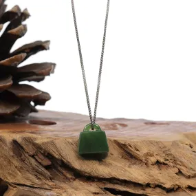 Green Nephrite Jade Lock Pendant Necklace