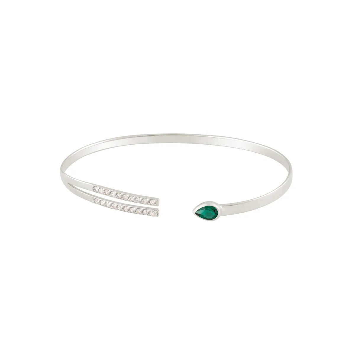 Green Tear and Diamond Bangle