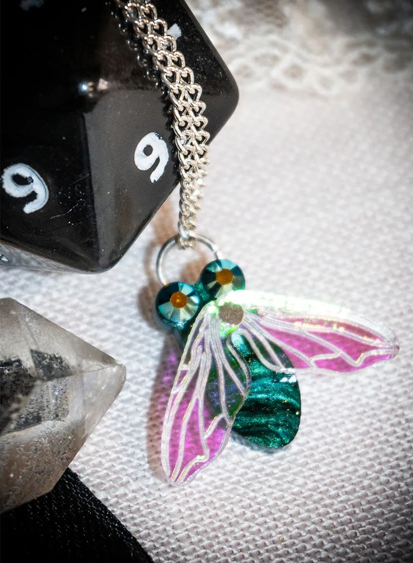 Greenbottle Fly Pendant - Pearl