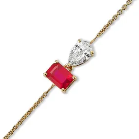 Grown Diamond & Ruby Bracelet in 14K Yellow Gold