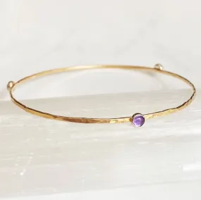 Hammered amethyst bangle -14kt gf