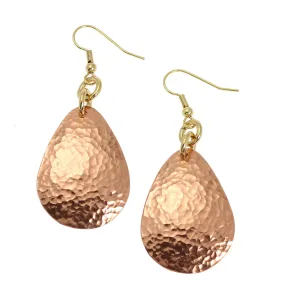 Hammered Copper Drop Earrings - Solid Copper Earrings