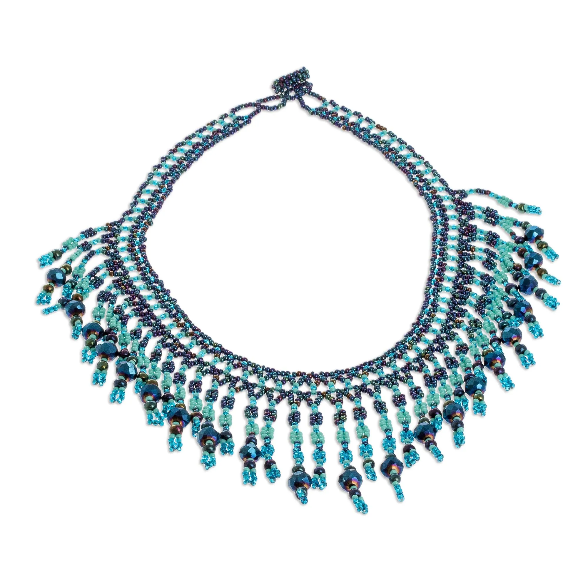 Hand Crafted Blue Beaded Necklace - Symphony of Color in Blue | NOVICA