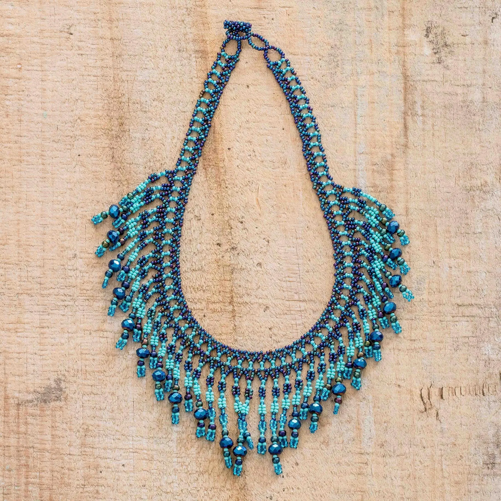 Hand Crafted Blue Beaded Necklace - Symphony of Color in Blue | NOVICA