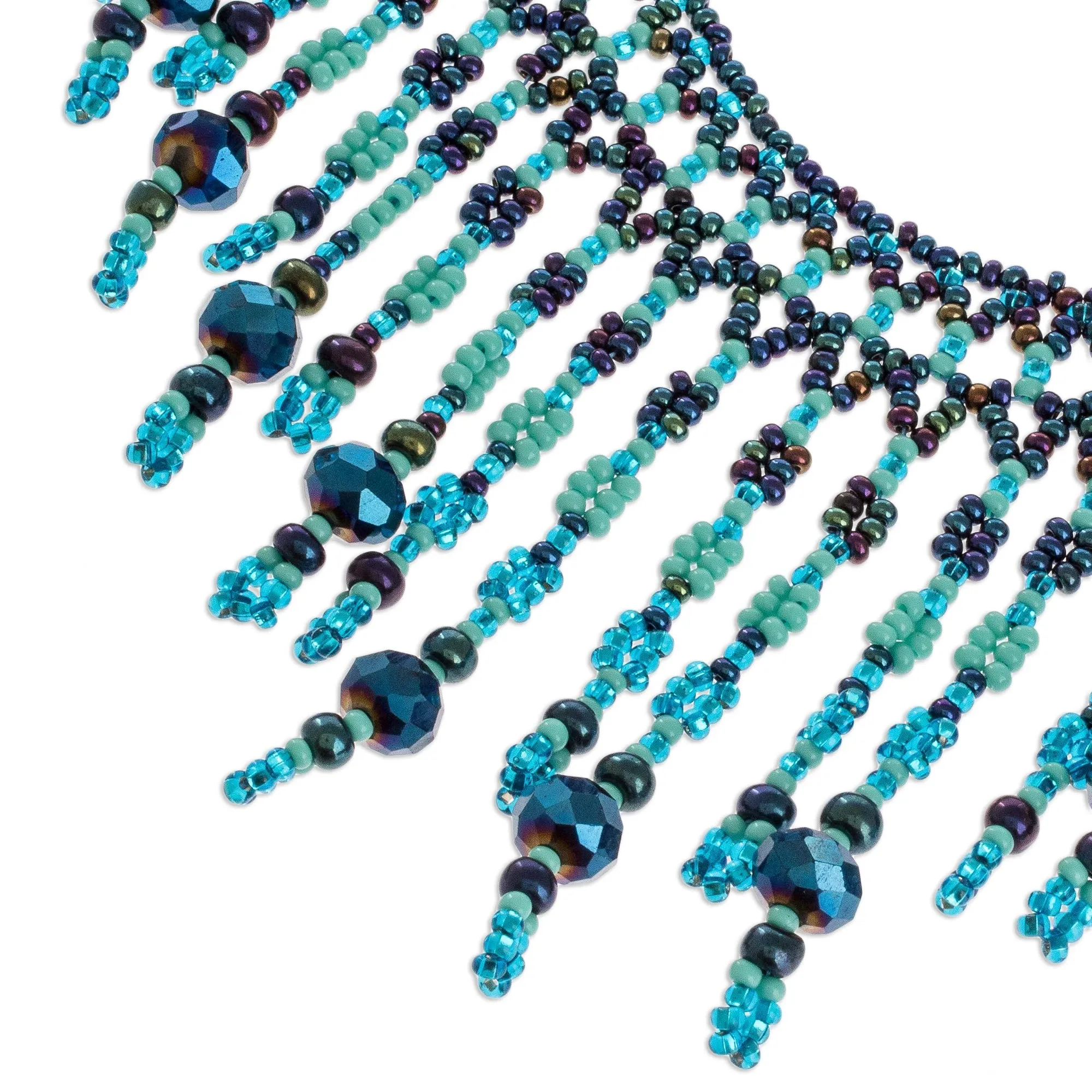 Hand Crafted Blue Beaded Necklace - Symphony of Color in Blue | NOVICA