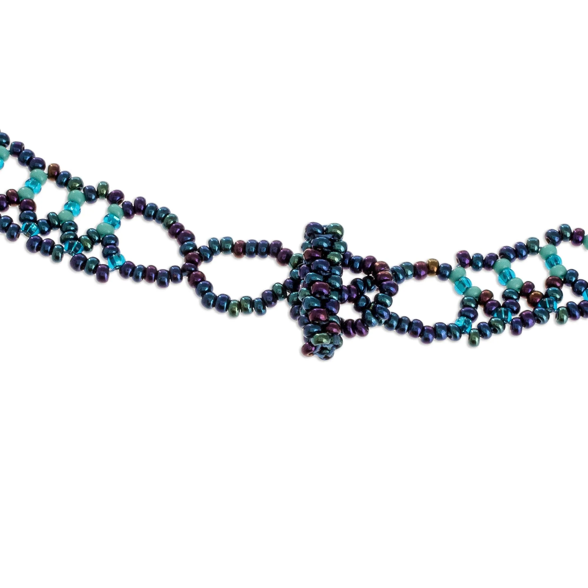 Hand Crafted Blue Beaded Necklace - Symphony of Color in Blue | NOVICA