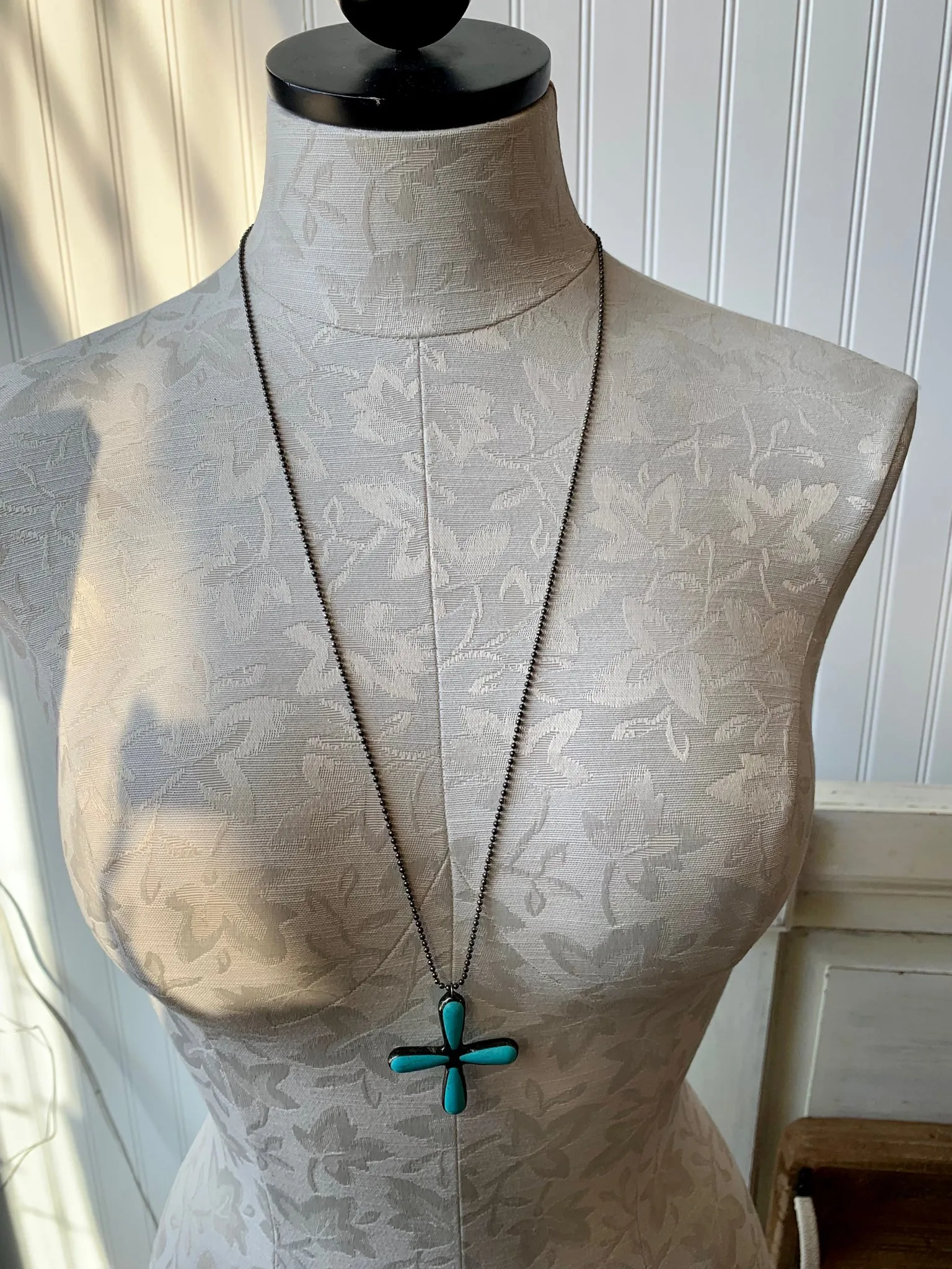 Handmade Turquoise Soldered Cross Necklace