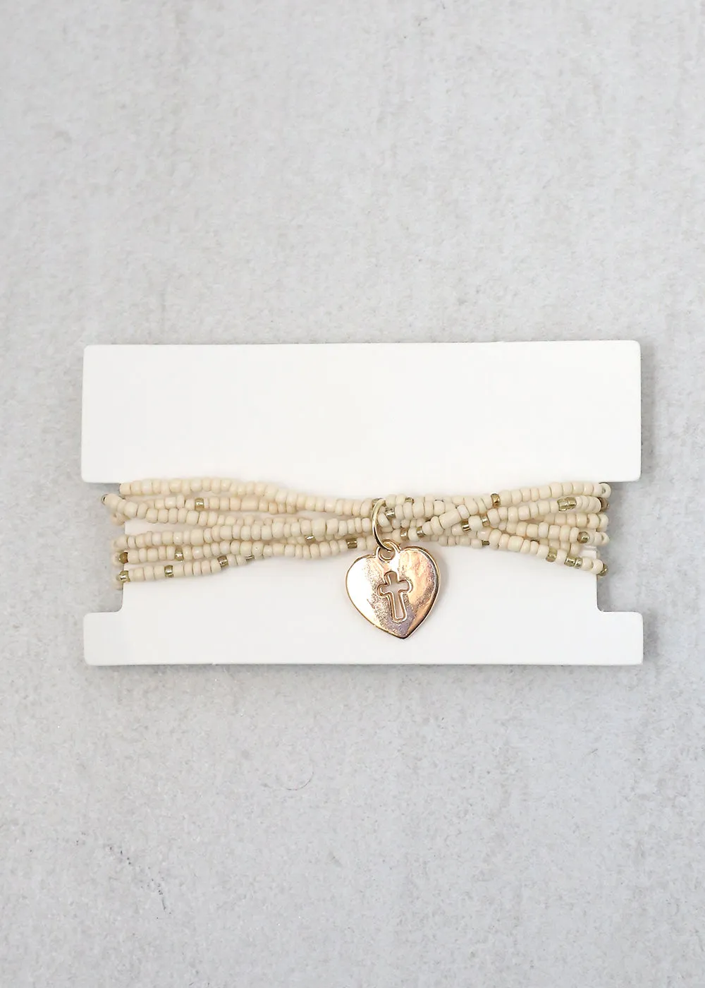 Heart & Cross Beaded Bracelet