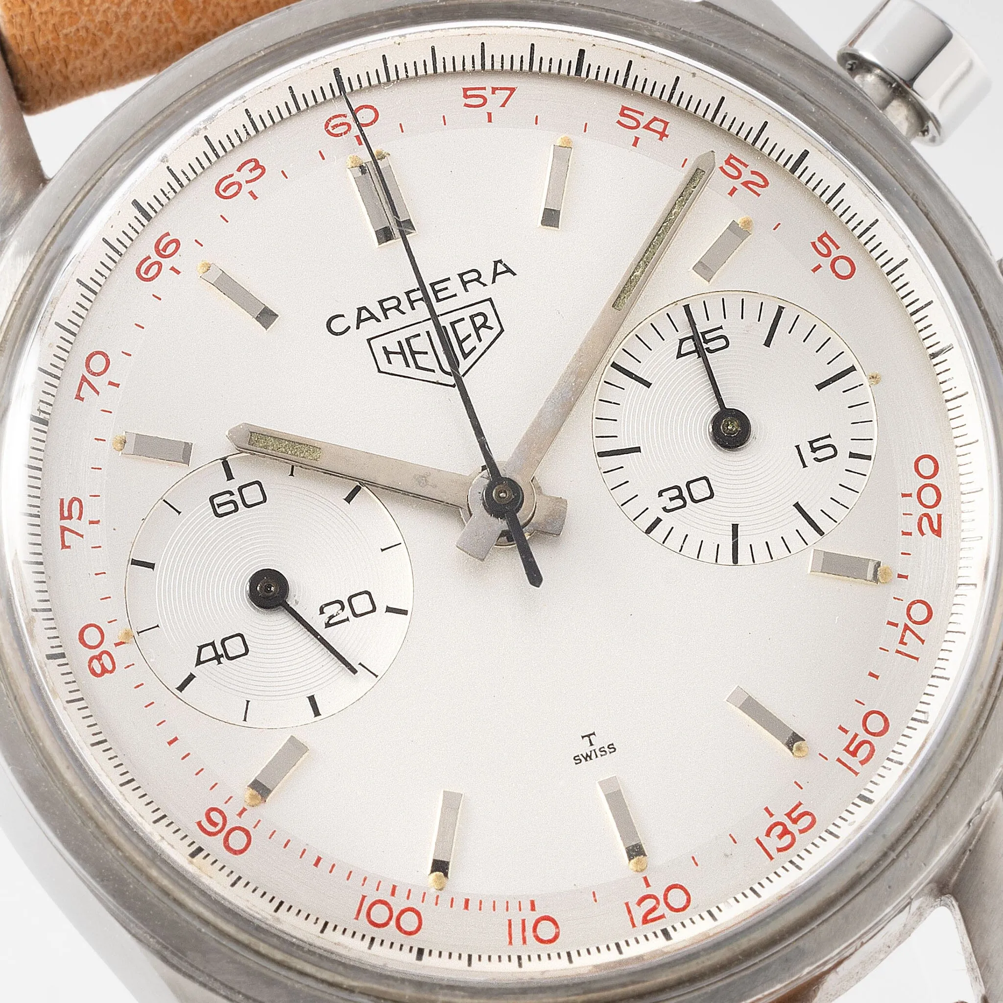 Heuer Carrera 45 Red Tachy Dial Ref 3647 Hexagon