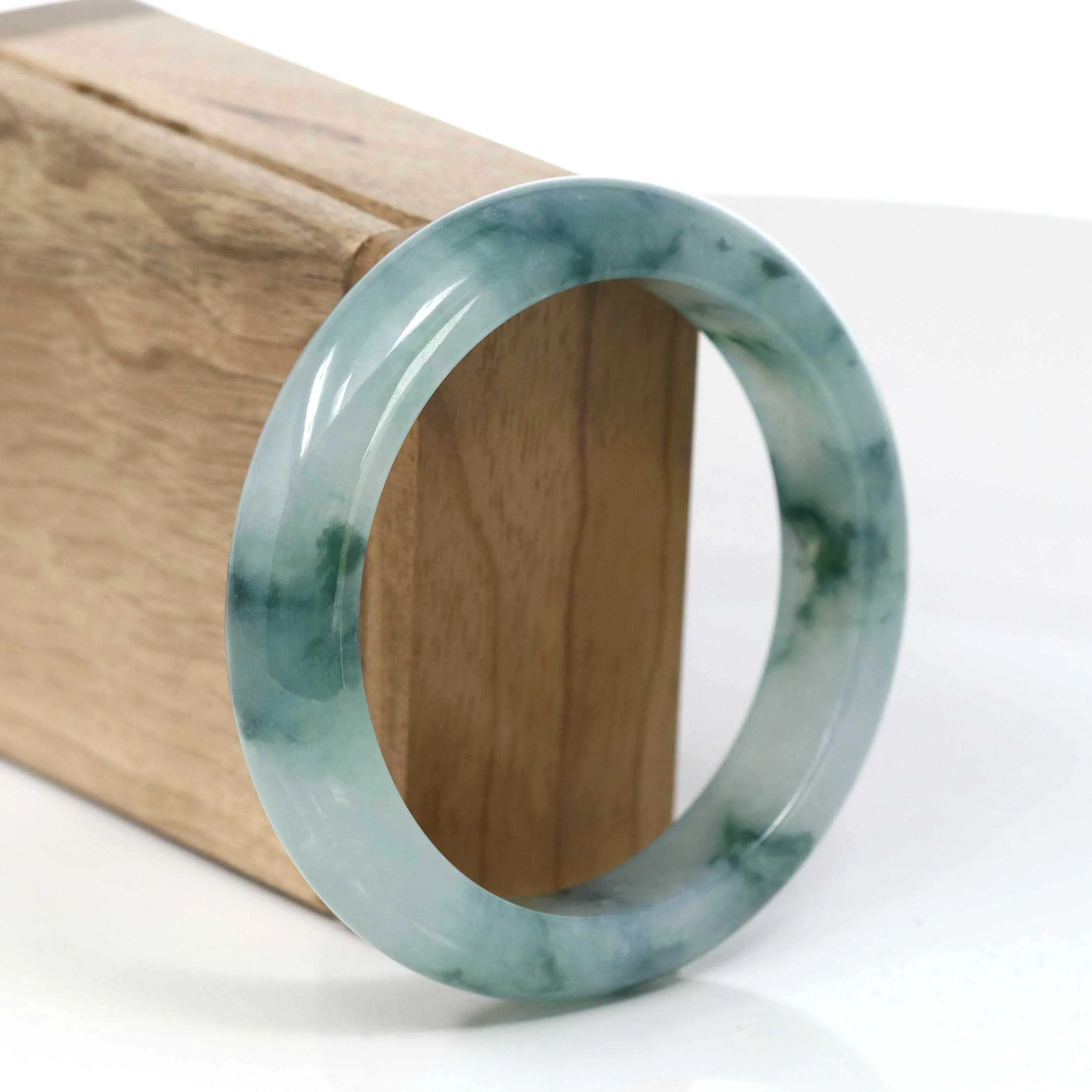 High-end Burmese Ice Blue-Green Jade Jadeite Bangle Bracelet (57.76mm) ( Collectibles )T091