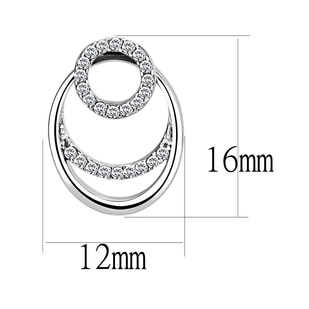 High polished (no plating) Stainless Steel Earrings with AAA Grade CZ in Clear for Women Clear Stone Color Style DA219