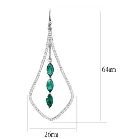 High polished (no plating) Stainless Steel Earrings with Synthetic Synthetic Glass in Blue Zircon for Women Blue Zircon Stone Color Style DA376