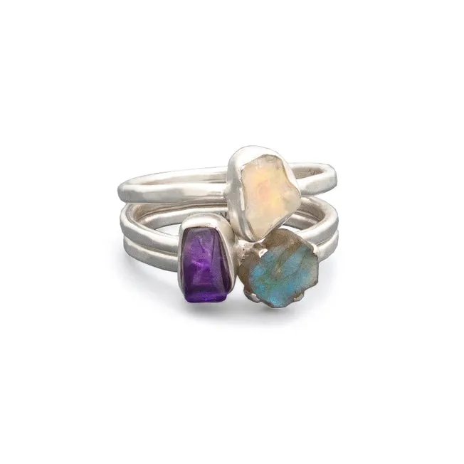 Hiouchi Sterling Silver Stone Stacker Ring | Labradorite