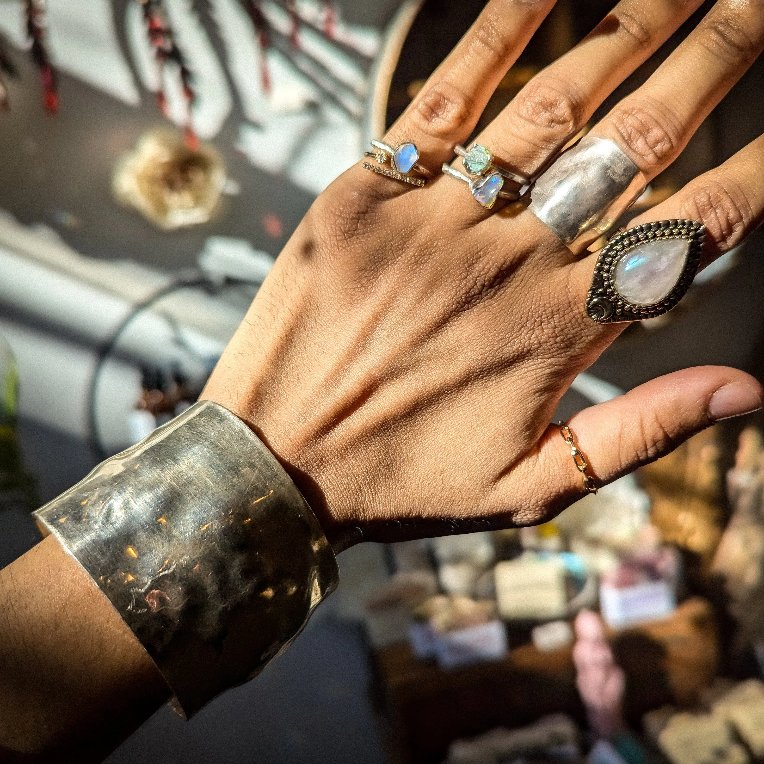 Hiouchi Sterling Silver Stone Stacker Ring | Labradorite