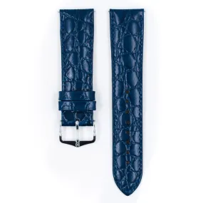 Hirsch CROCOGRAIN Bonded Leather Watch Strap in BLUE