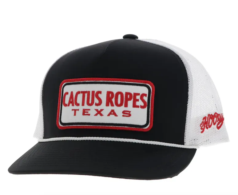 Hooey Cactus Ropes Black & White Trucker Snapback Hat CR090