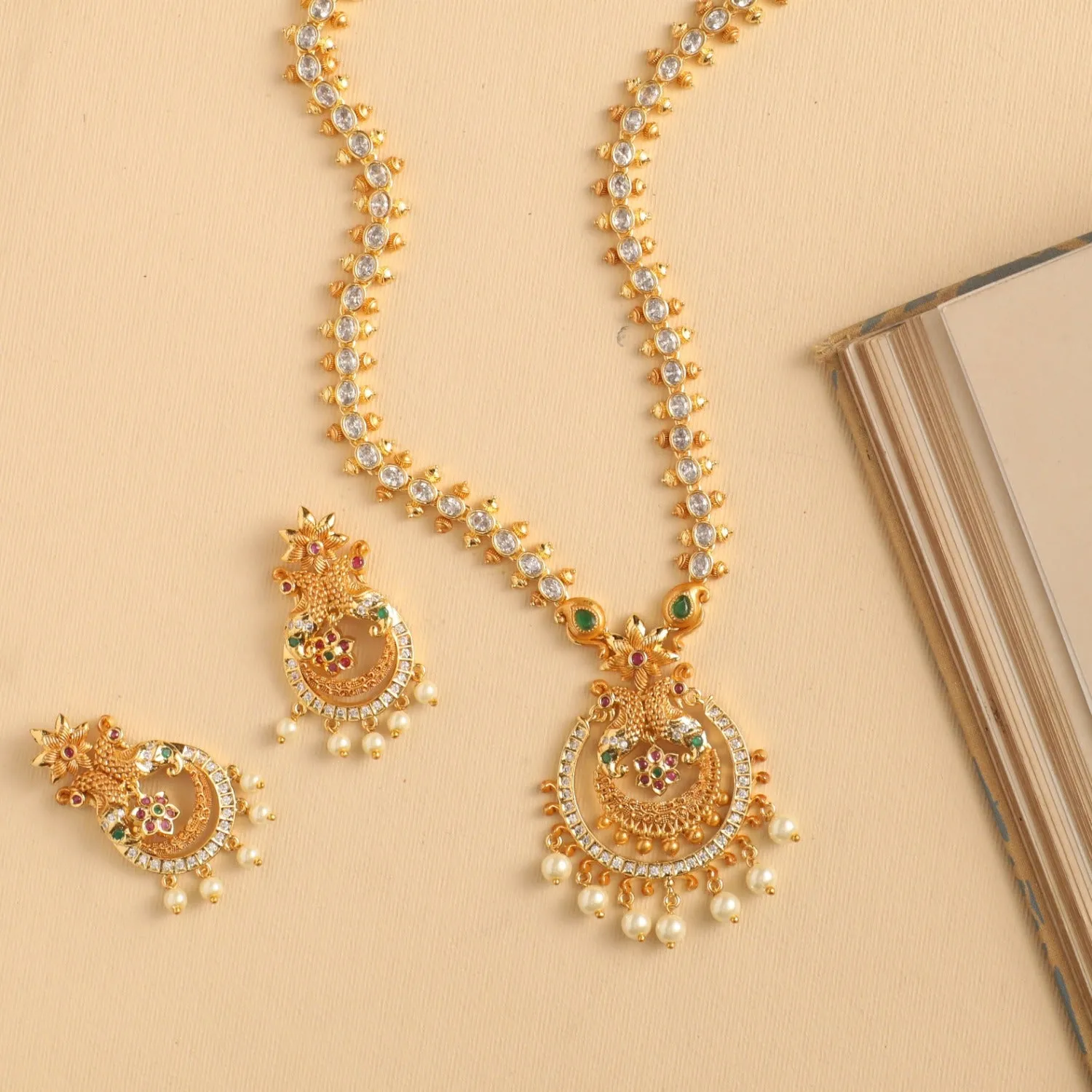 Hrida Nakshatra CZ Long Necklace Set