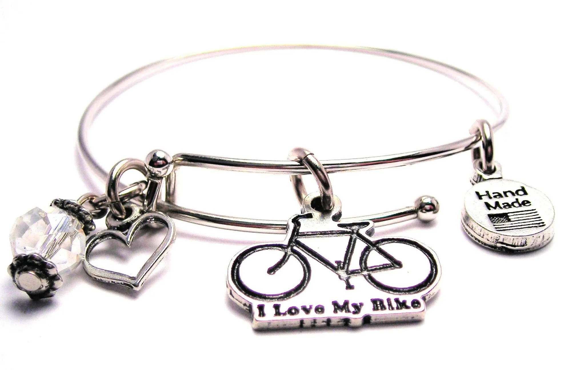 I Love My Bike Expandable Bangle Bracelet