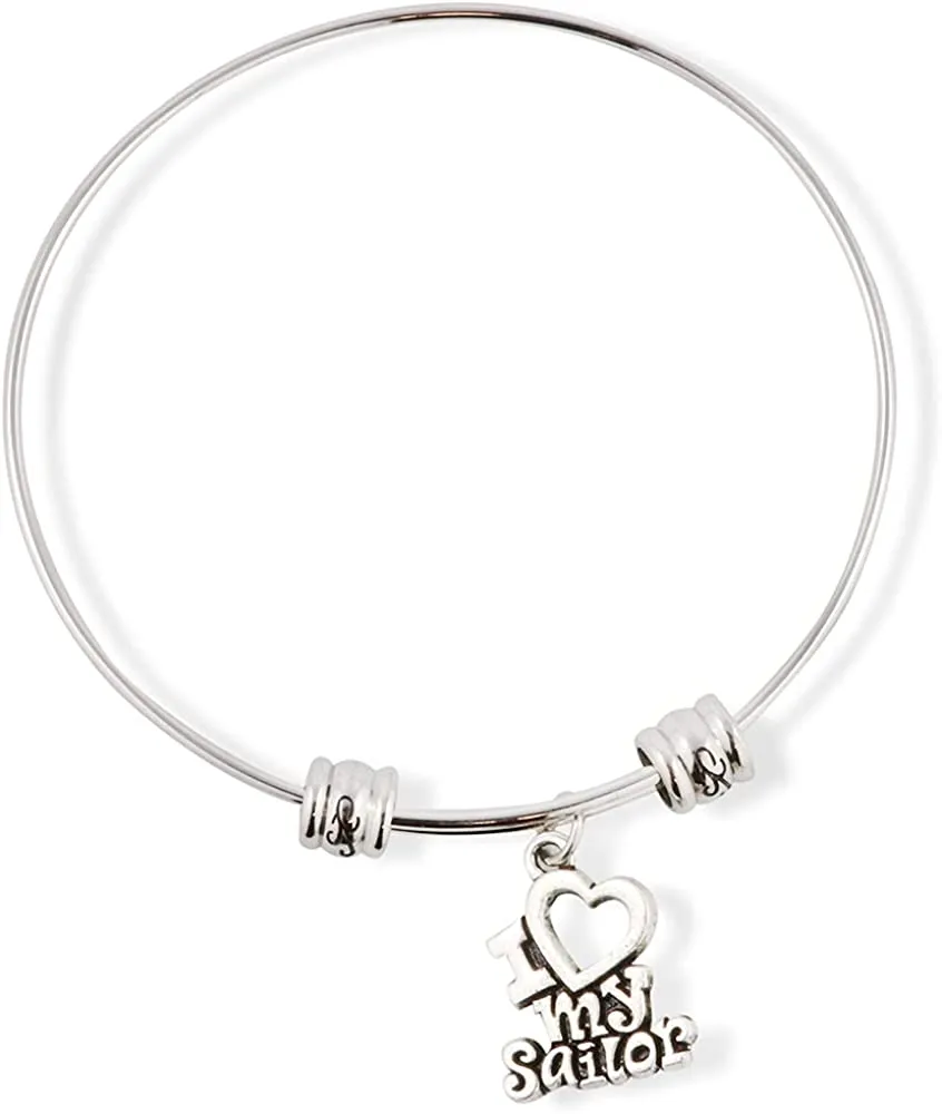 I Love My Sailor Fancy Charm Bangle