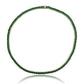 Ibiza Emerald Green CZ's 4 Prong Tennis Necklace