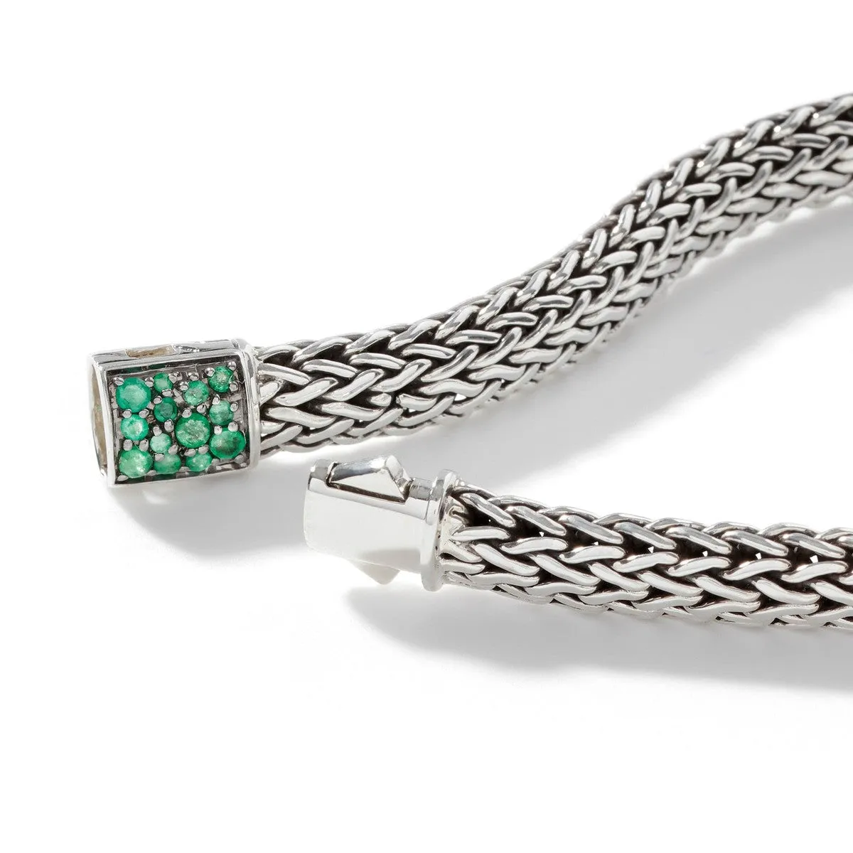 Icon Bracelet, Sterling Silver, Emerald Pavé, 6.5MM - BBS90422RVBLS2EM