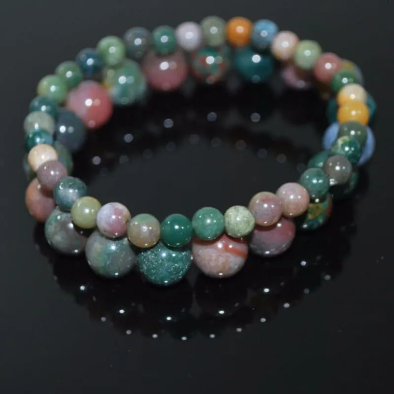 Indian Agate Multicolor Beaded Men's /Unisex Bracelets