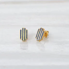 ISHKAR Lapis Lazuli Four River Stud Earrings in Gold