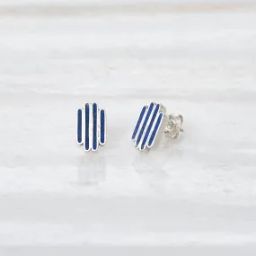 ISHKAR Lapis Lazuli Four River Stud Earrings  in Silver