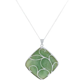 Jade Square Necklace in Sterling Silver