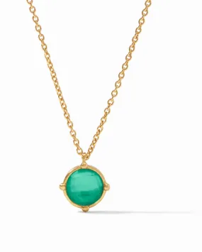 Julie Vos Honeybee Solitaire Necklace Iridescent Emerald Green