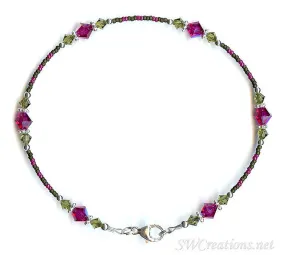 Khaki Fuchsia Persian Crystal Anklet