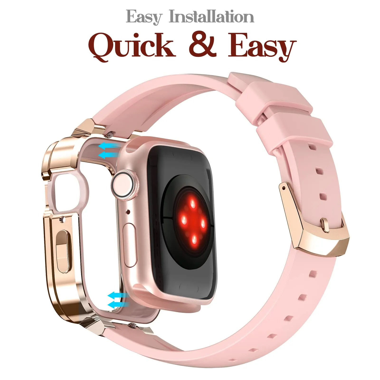 KINGXBAR Starry Bling Diamond Metal Cover & Adjustable TPU Bands for Apple Watch