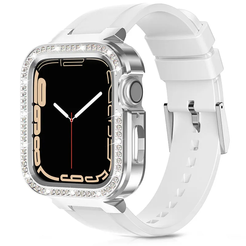 KINGXBAR Starry Bling Diamond Metal Cover & Adjustable TPU Bands for Apple Watch