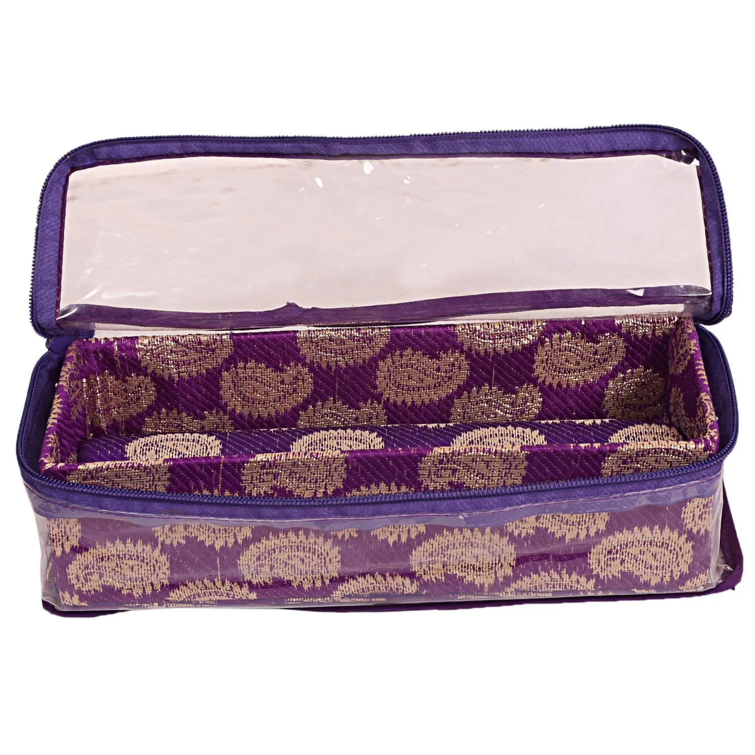 Kuber Industries Brocade Hardboard 1 Rod Bangle Box (Purple)