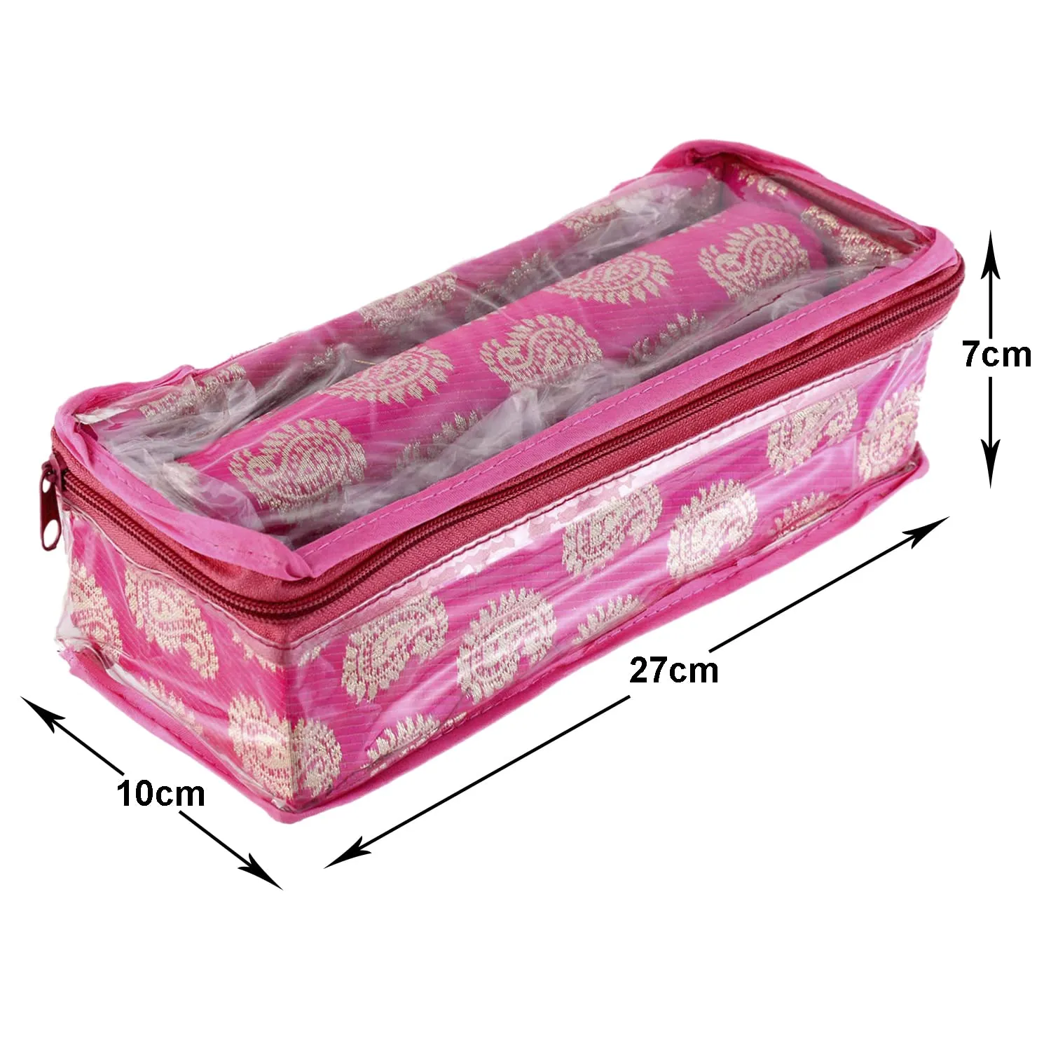 Kuber Industries Multipurpose Carry Design Laminated 1 Rod Bangle Box/Organizer/Case With Tranasparent Top - Pack of 2 (Pink)-47KM099